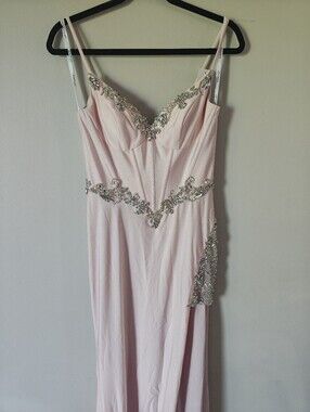 Jovani Gown Elegant Light Pink Embellished Spaghetti Strap Dress Prom